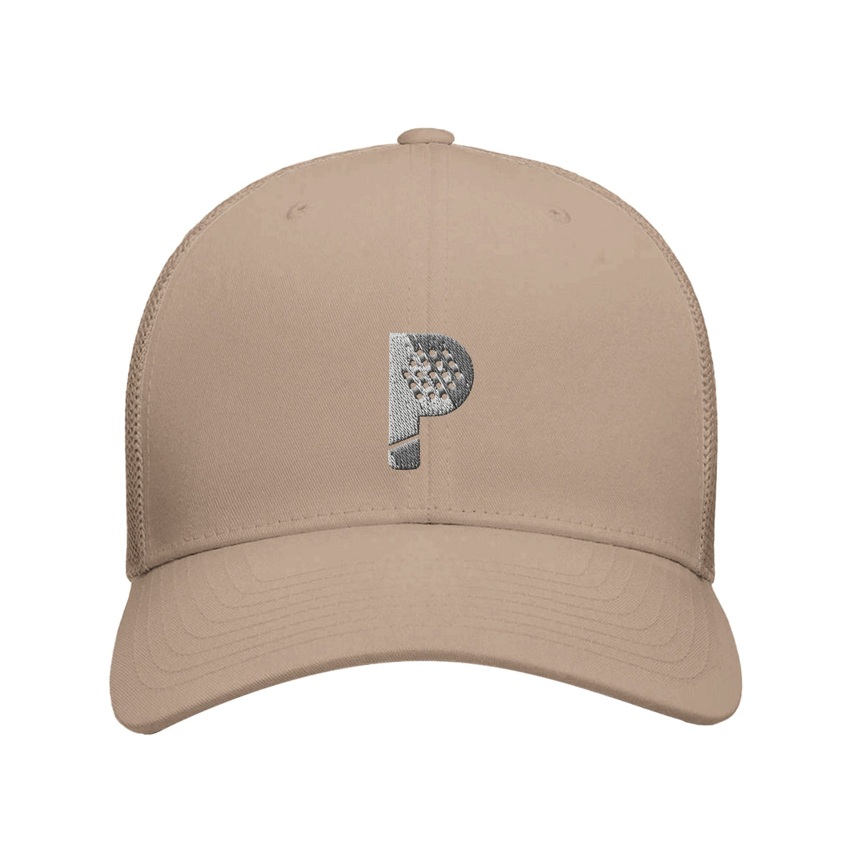 P-Schläger – Trucker Cap in Khaki – Stick vorne