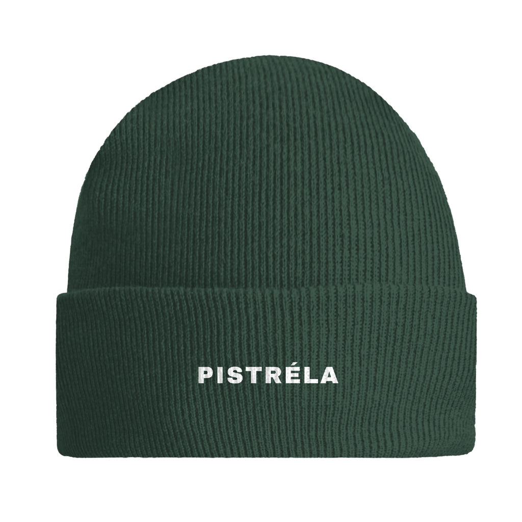 PISTRÉLA – Padel Beanie in Waldgrün – Stick vorne