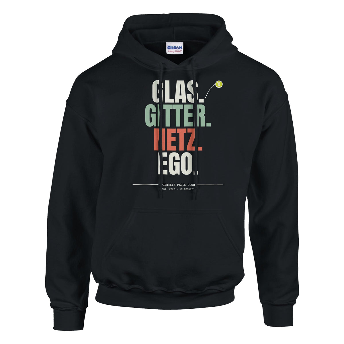 Glas. Gitter. Netz. Ego. – Hoodie in Schwarz, Vorderseite