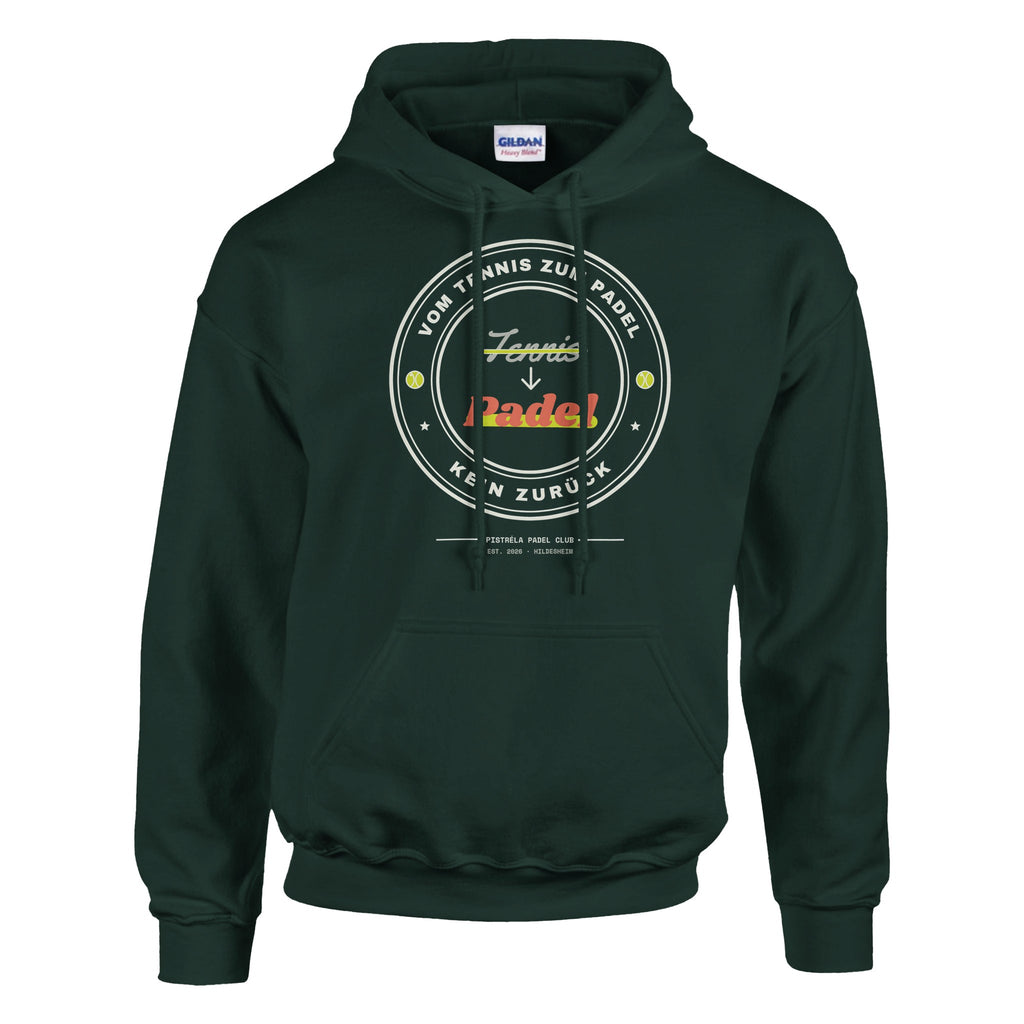 Vom Tennis zum Padel – Hoodie in Waldgrün, Vorderseite
