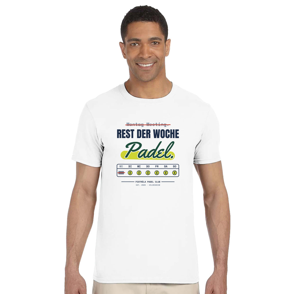 Montag Meeting – T-Shirt in Weiß, getragen, vorne