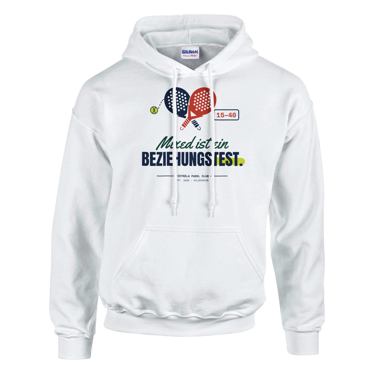 Mixed ist ein Beziehungstest – Hoodie in Weiß, Vorderseite