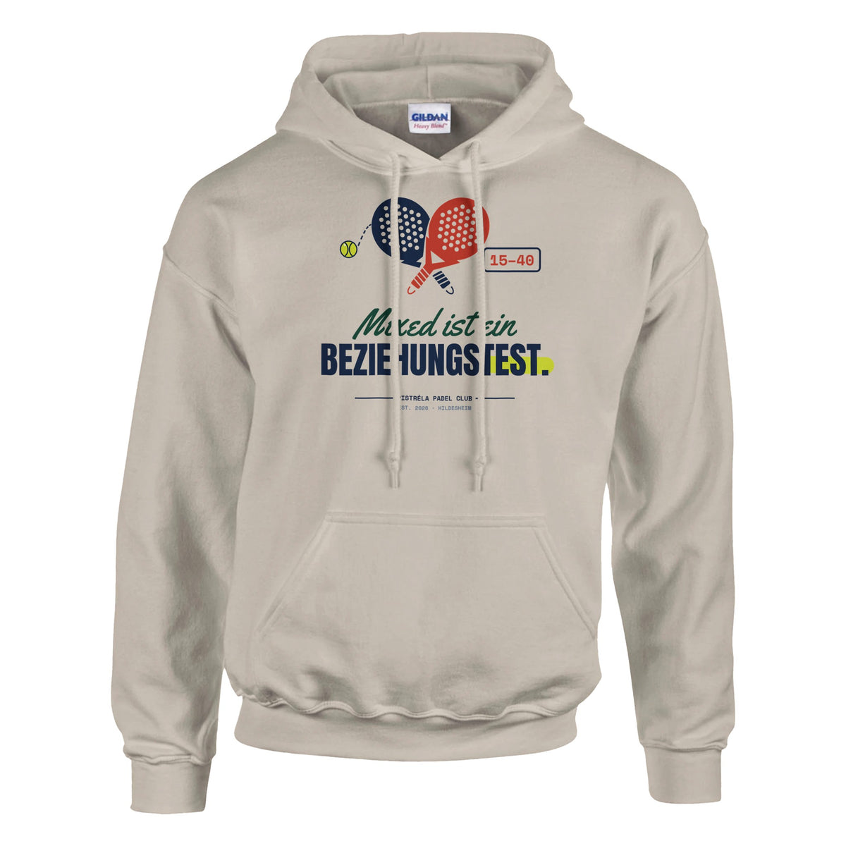 Mixed ist ein Beziehungstest – Hoodie in Sand, Vorderseite