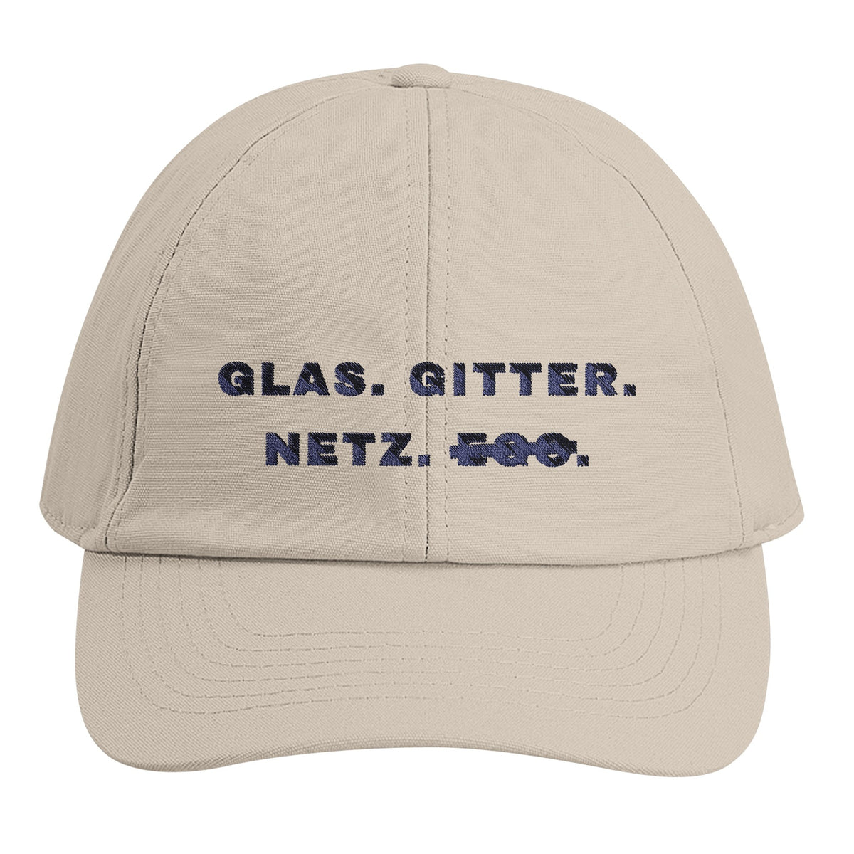 Glas. Gitter. Netz. Ego. – Cap in Sand – Stick vorne