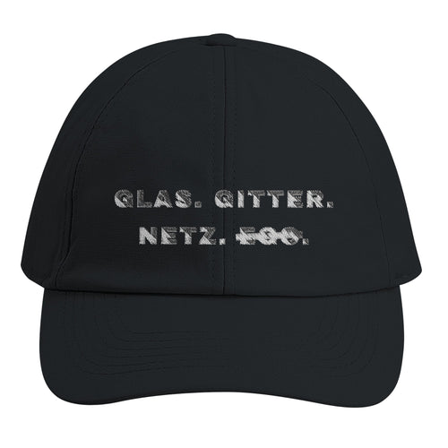 Glas. Gitter. Netz. Ego. – Cap in Schwarz – Stick vorne