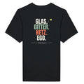 Glas. Gitter. Netz. Ego. – T-Shirt Rückendruck in Schwarz – Rückseite