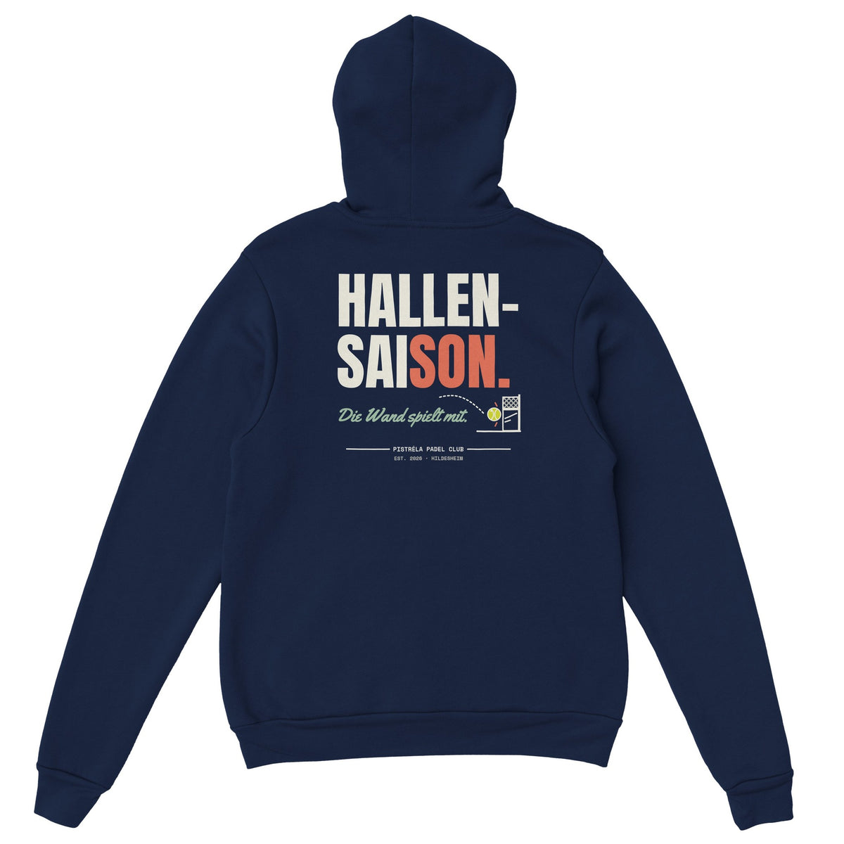Hallensaison – Hoodie Rückendruck in Navy – Rückseite