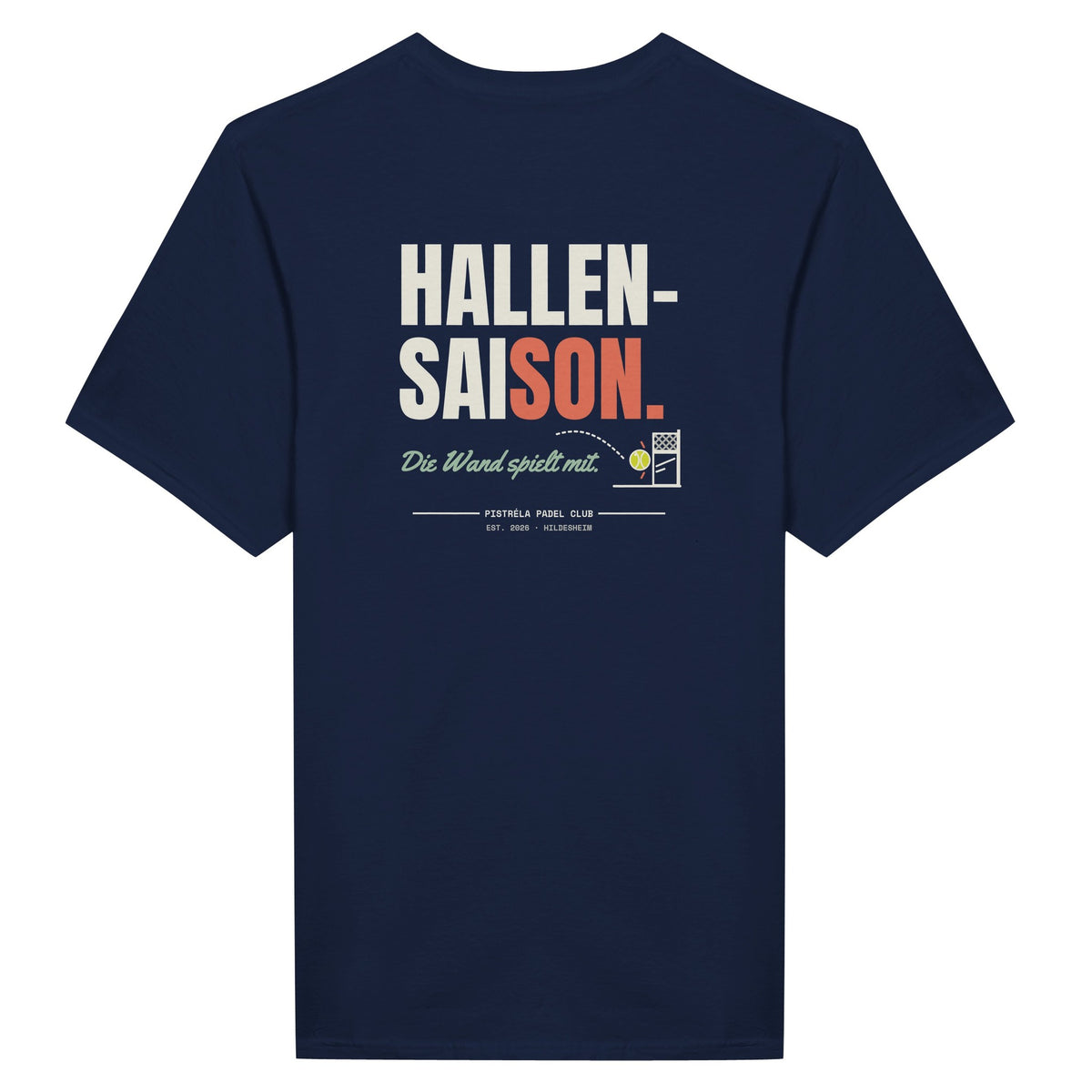 Hallensaison – T-Shirt Rückendruck in Navy – Rückseite