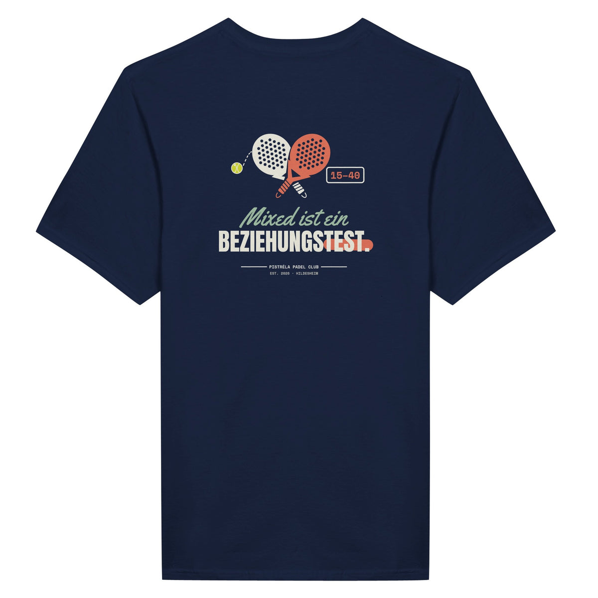 Mixed ist ein Beziehungstest – T-Shirt Rückendruck in Navy – Rückseite