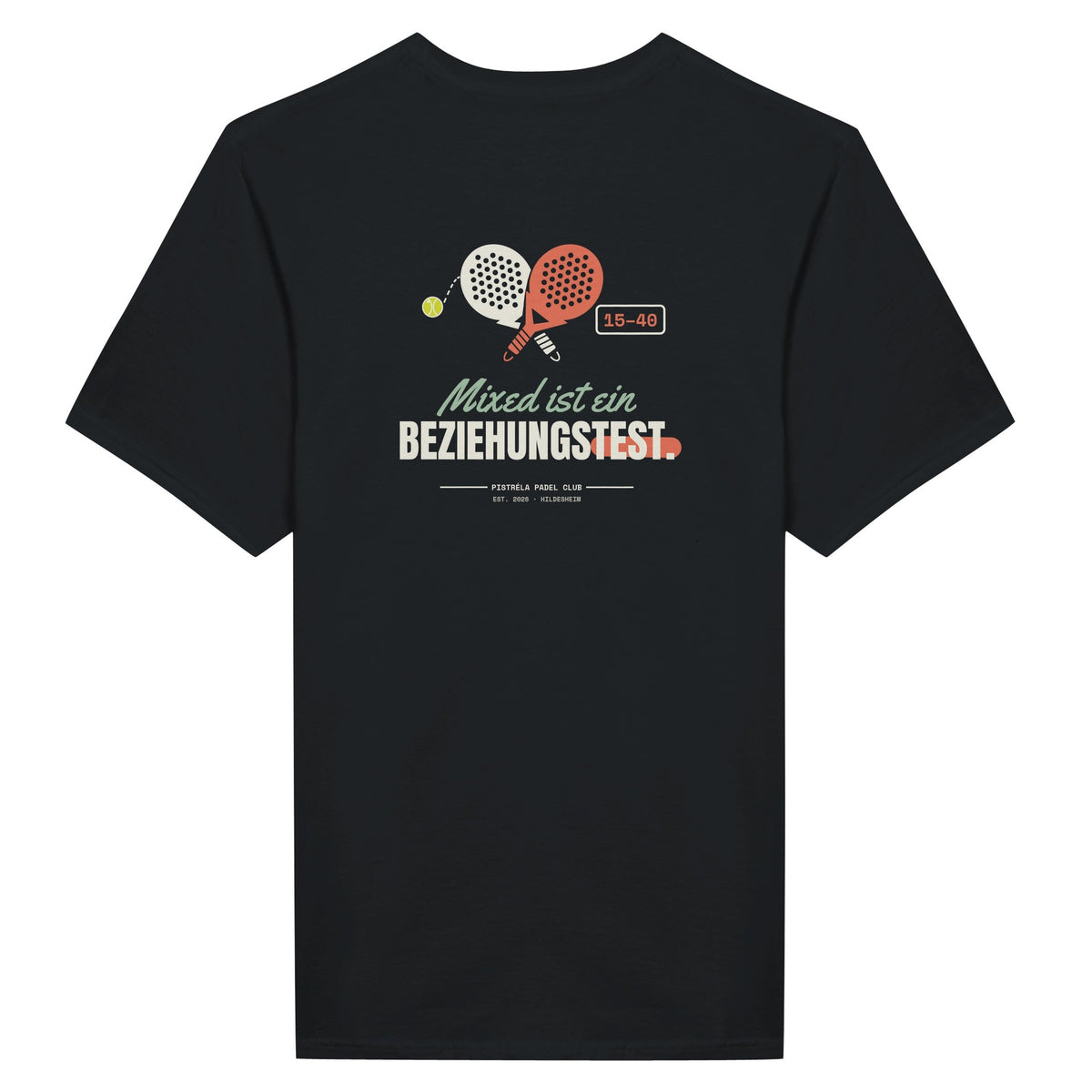 Mixed ist ein Beziehungstest – T-Shirt Rückendruck in Schwarz – Rückseite