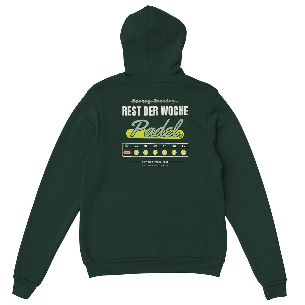 Montag Meeting – Hoodie Rückendruck in Waldgrün – Rückseite