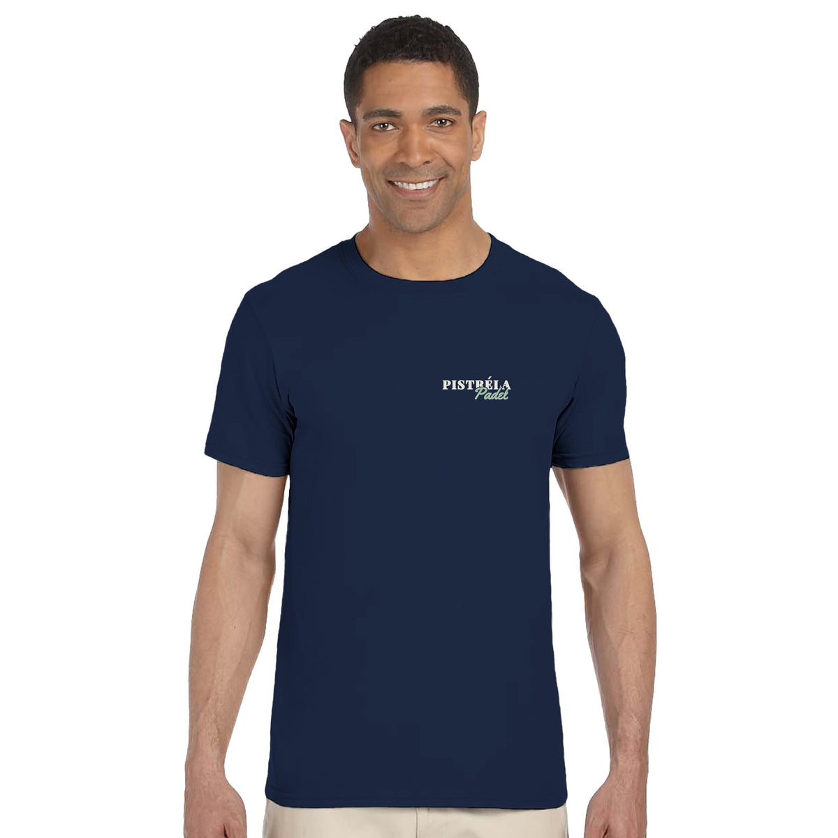 Montag Meeting – T-Shirt Rückendruck in Navy – getragen, Vorderseite