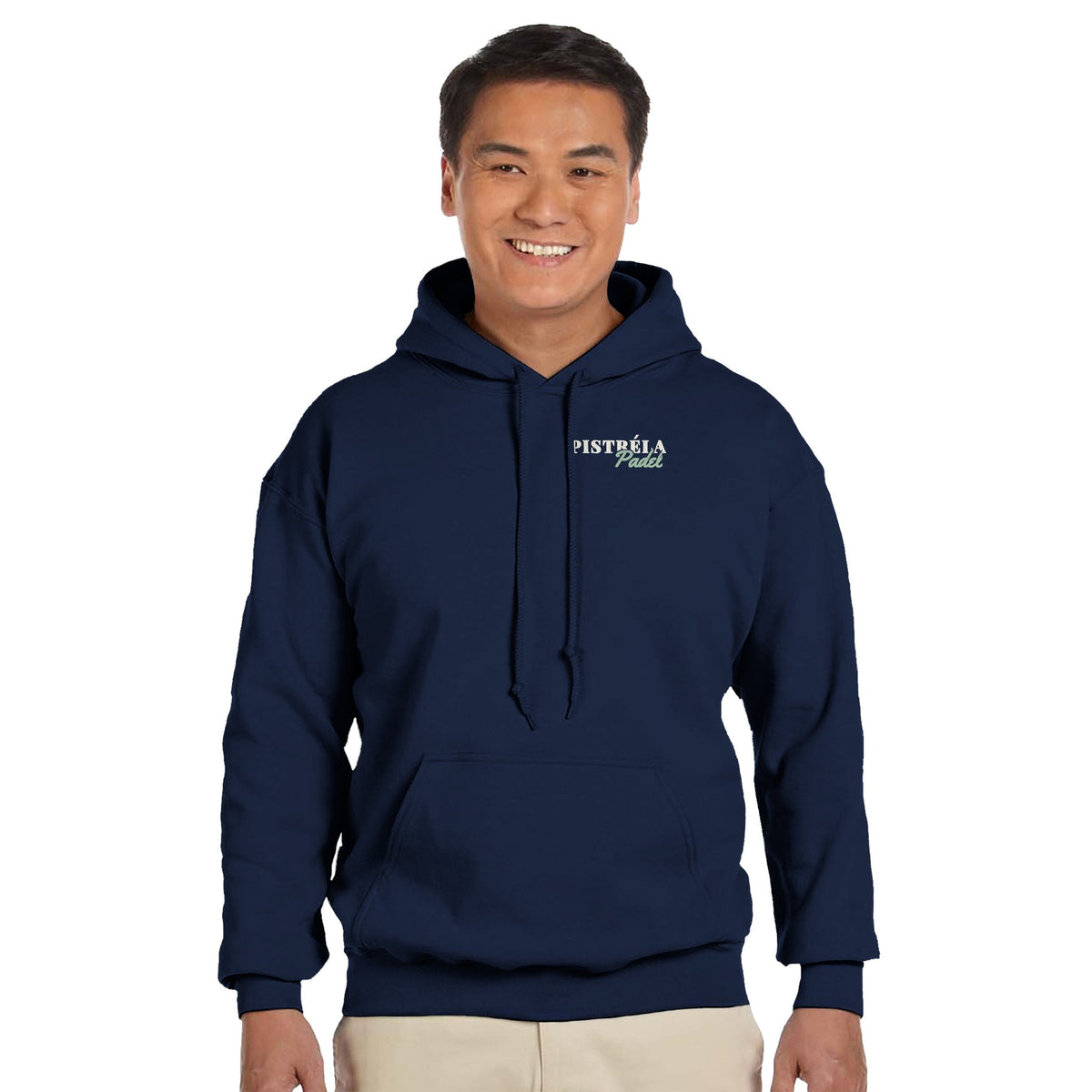 Sorry, der war am Gitter – Hoodie Rückendruck in Navy – getragen, Vorderseite