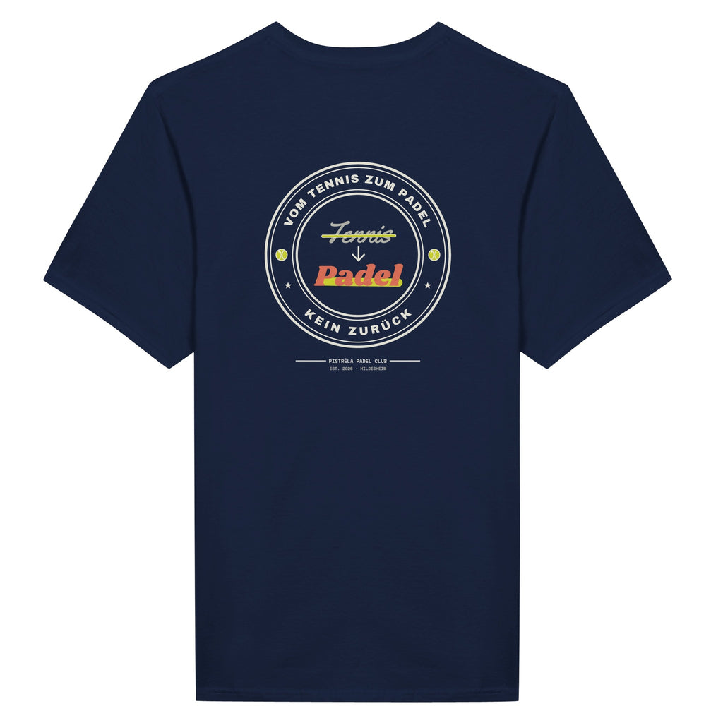 Vom Tennis zum Padel – T-Shirt Rückendruck in Navy – Rückseite